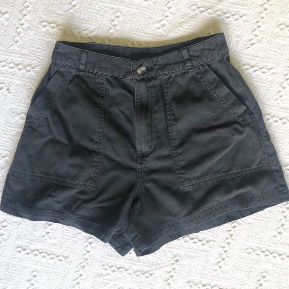 Universal Thread High‑Rise Utility Shorts Womens 4 Charcoal Cotton Patch Pockets - Picture 1 of 7